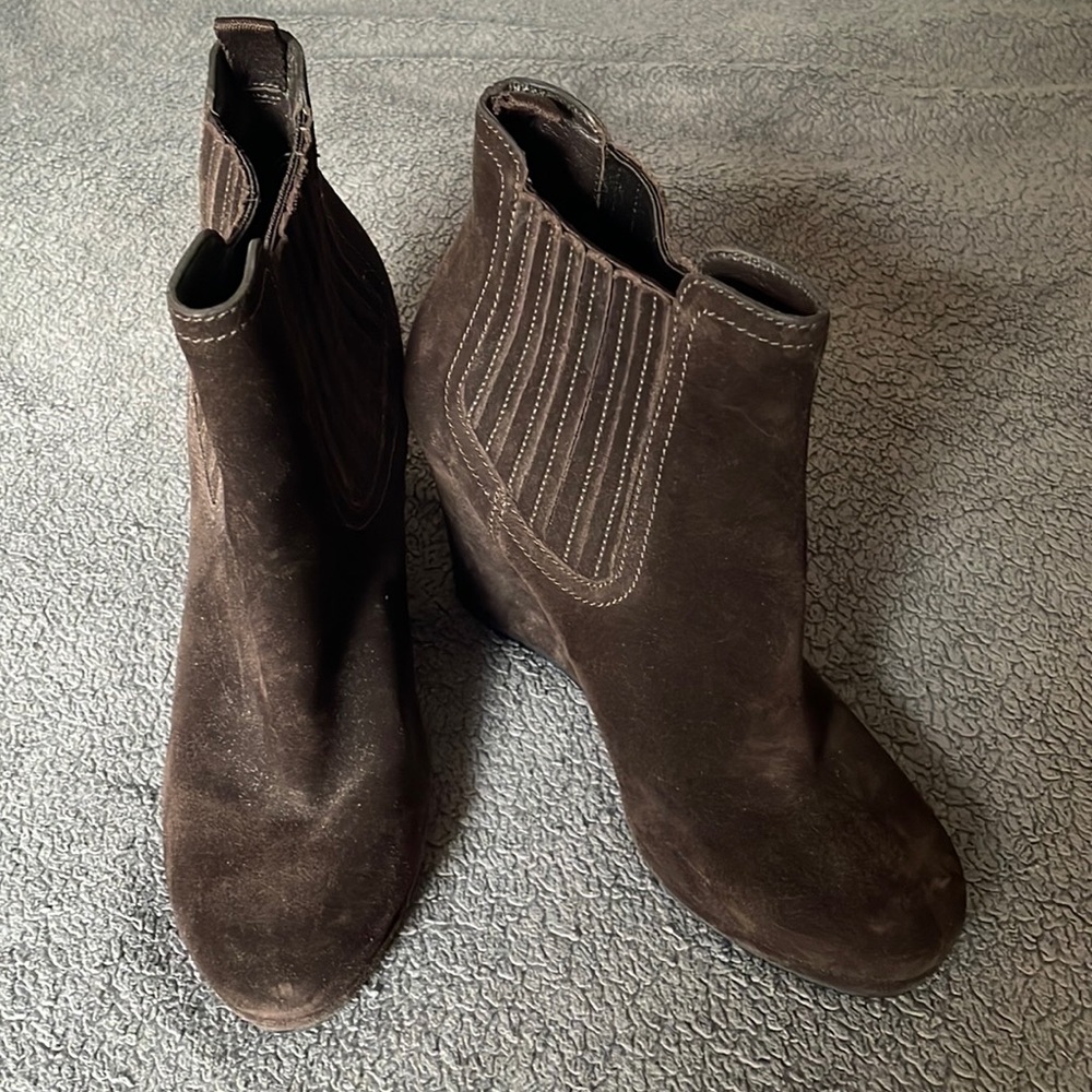 Prada brown suede wedge booties. EUC